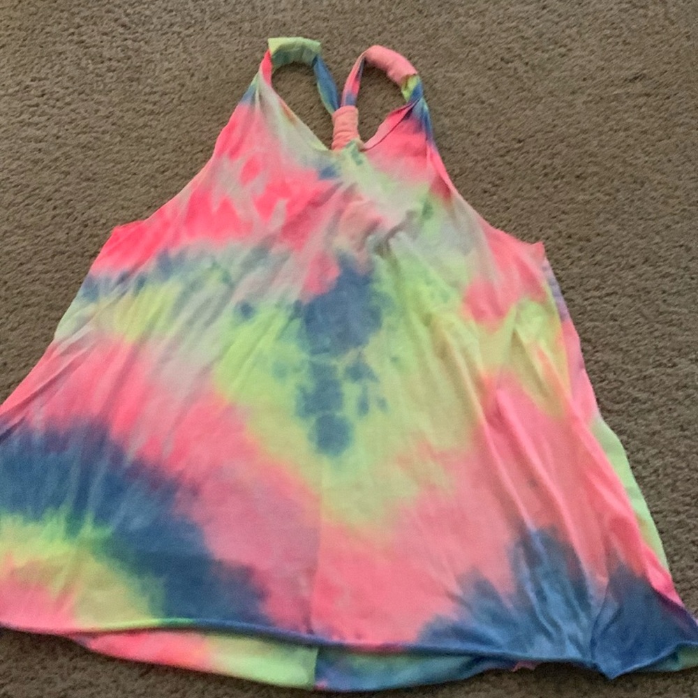 Multicolored tie dye bathing suit coverup